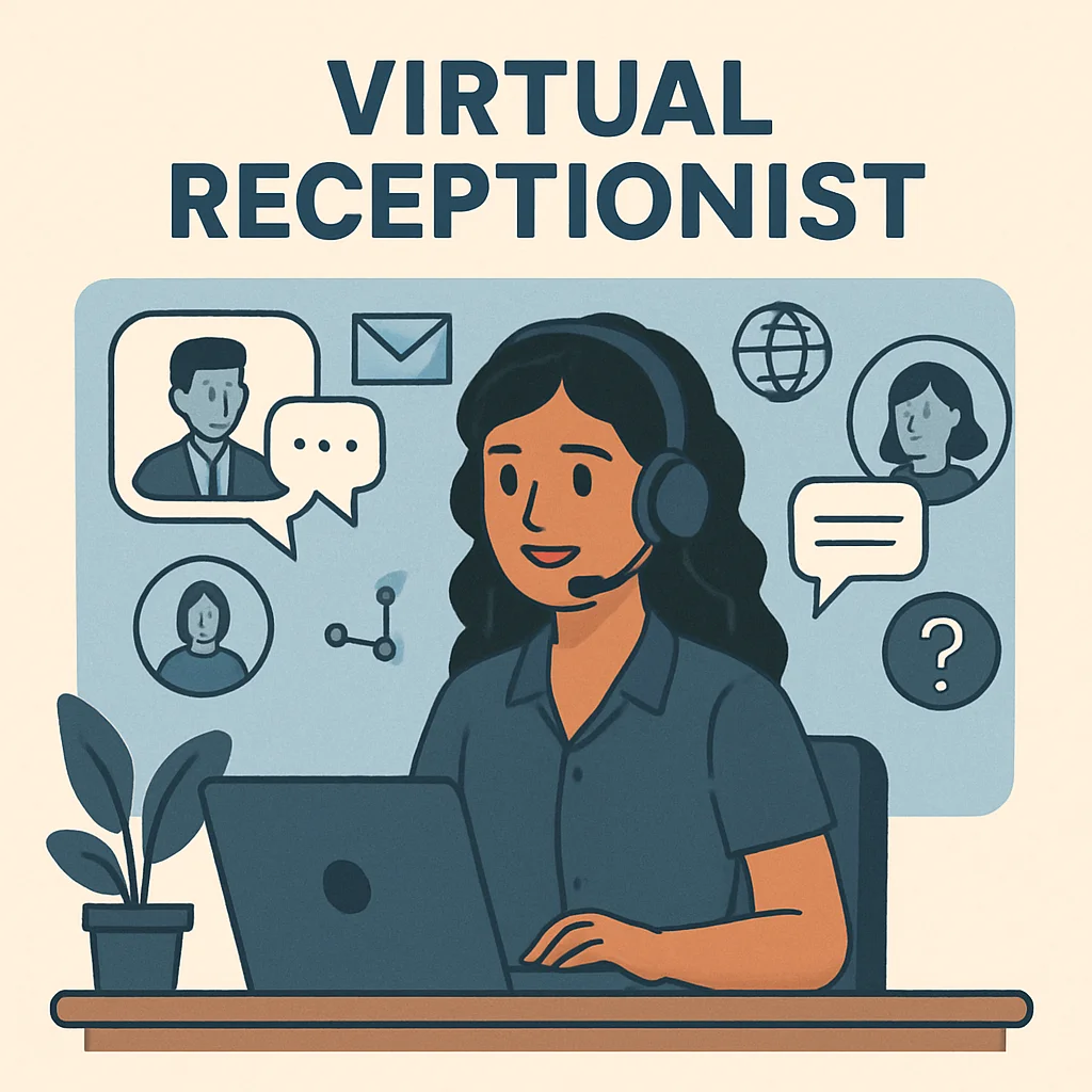 Virtual receptionist using technology to assist customers